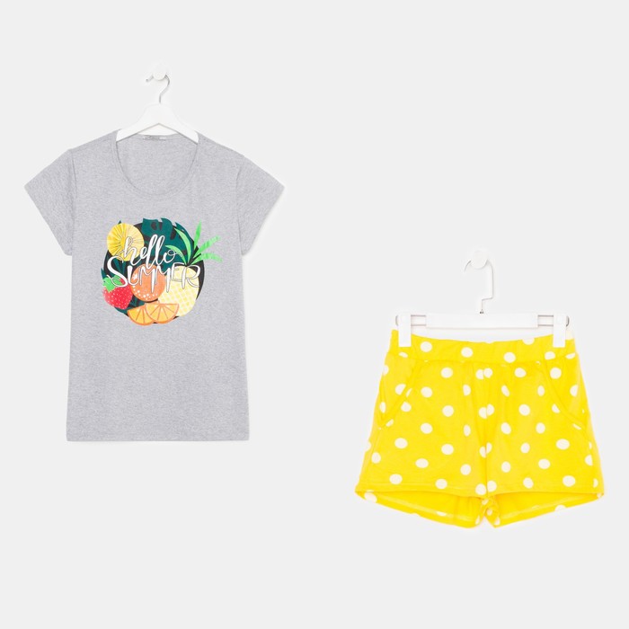 Костюм женский (футболка, шорты), цвет жёлтый, размер 46
Костюм женский (футболка, шорты), цвет жёлтый, размер 46