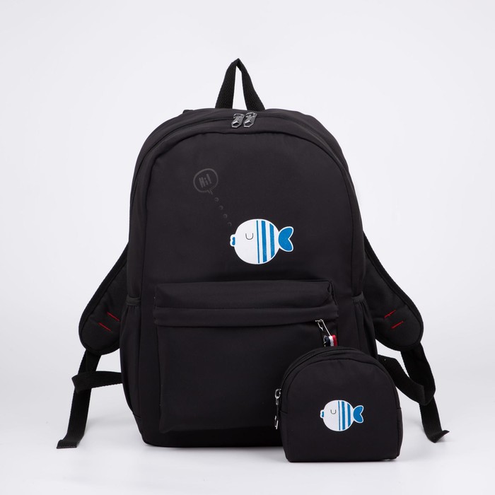 Рюкзак, отдел на молнии, 2 наружных кармана, 2 боковых кармана, с кошельком, цвет чёрный
Рюкзак, отдел на молнии, 2 наружных кармана, 2 боковых кармана, с кошельком, цвет чёрный