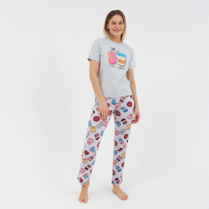 Костюм женский «Пончики» (футболка, брюки), цвет серый, размер 54
Костюм женский «Пончики» (футболка, брюки), цвет серый, размер 54