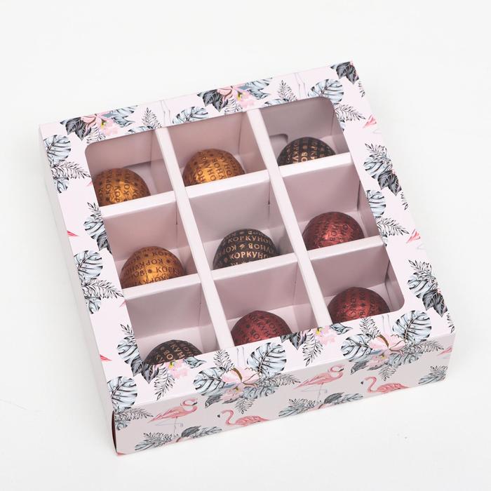 Коробка картонная с обечайкой под 9 конфет, "Фламинго", 13,7 х 13,7 х 3,5 см, целлюлоза
Коробка картонная с обечайкой под 9 конфет, "Фламинго", 13,7 х 13,7 х 3,5 см, целлюлоза