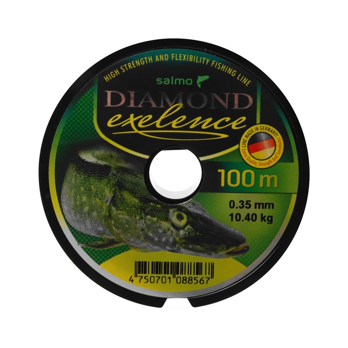 фото Леска монофильная salмo diaмond exelence, диаметр, 0.35 мм, тест 10.4 кг, 100 м, зелёная salmo