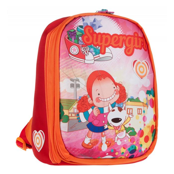 фото Ранец ученический, цвет красно-оранжевый, 270x370x170 alliance for kids