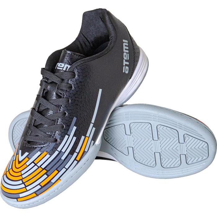 Бутсы футбольные Atemi SD400 INDOOR, цвета: чёрный, оранжевый, серый, синтетическая кожа, размер 38 
Бутсы футбольные Atemi SD400 INDOOR, цвета: чёрный, оранжевый, серый, синтетическая кожа, размер 38