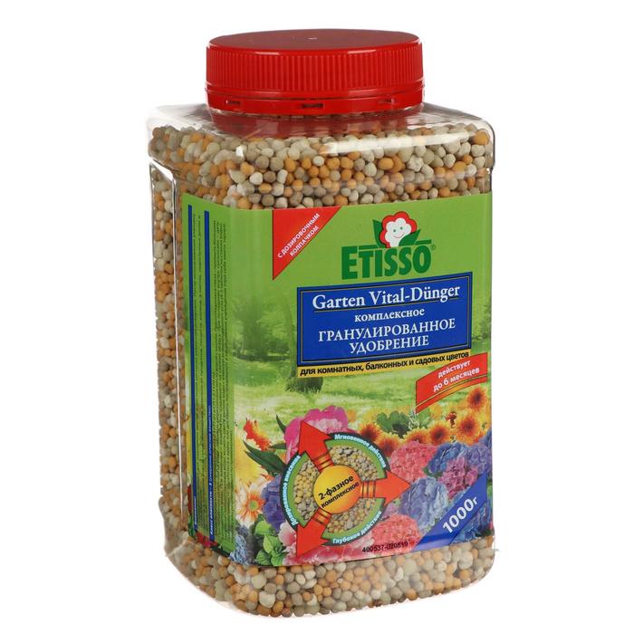 Гранулированное комплексное удобрение ETISSO Garten Vital-Dunger для любых растений, 1 кг
Гранулированное комплексное удобрение ETISSO Garten Vital-Dunger для любых растений, 1 кг