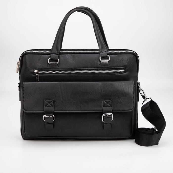 Сумка деловая на молнии, 3 наружных кармана, длинный ремень, цвет чёрный
Сумка деловая на молнии, 3 наружных кармана, длинный ремень, цвет чёрный