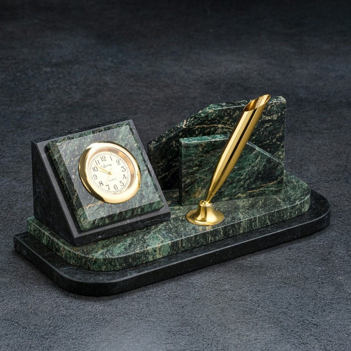 фото Визитница «змеевик»: подставка для ручек, часы