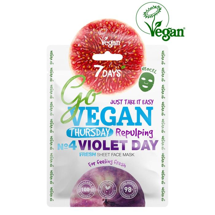 Тканевая fresh маска для лица 7 DAYS GO VEGAN Thursday VIOLET DAY, 25 г
Тканевая fresh маска для лица 7 DAYS GO VEGAN Thursday VIOLET DAY, 25 г