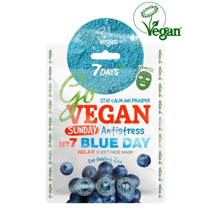 Тканевая relax маска для лица 7 DAYS GO VEGAN Sunday BLUE DAY, 25 г
Тканевая relax маска для лица 7 DAYS GO VEGAN Sunday BLUE DAY, 25 г