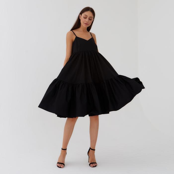 Платье летнее женское на бретелях MIST, размер 46, цвет чёрный 
Платье летнее женское на бретелях MIST, размер 46, цвет чёрный