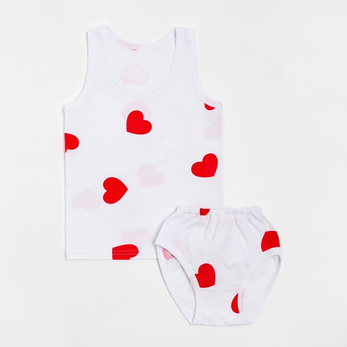Комплект (майка, трусы) для девочки, белый/сердца, рост 116 см 
Комплект (майка, трусы) для девочки, белый/сердца, рост 116 см