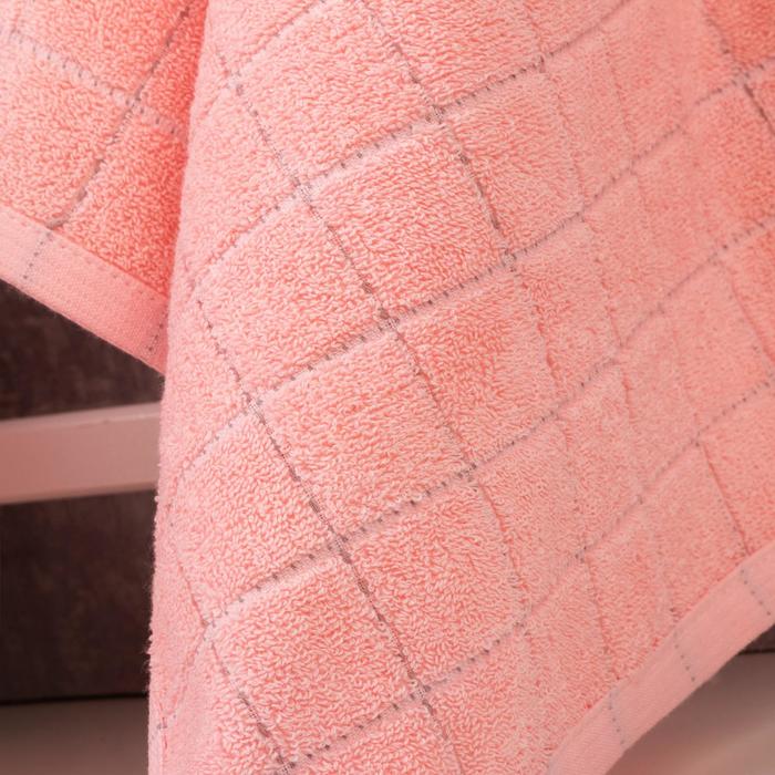 фото Полотенце махровое этель «клетка» цв.розовый, 34*70 см, 350 гр/м2, 100% хлопок