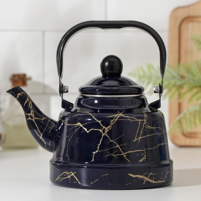 фото Чайник эмалированный «элемент», 1,7 л, цвет синий