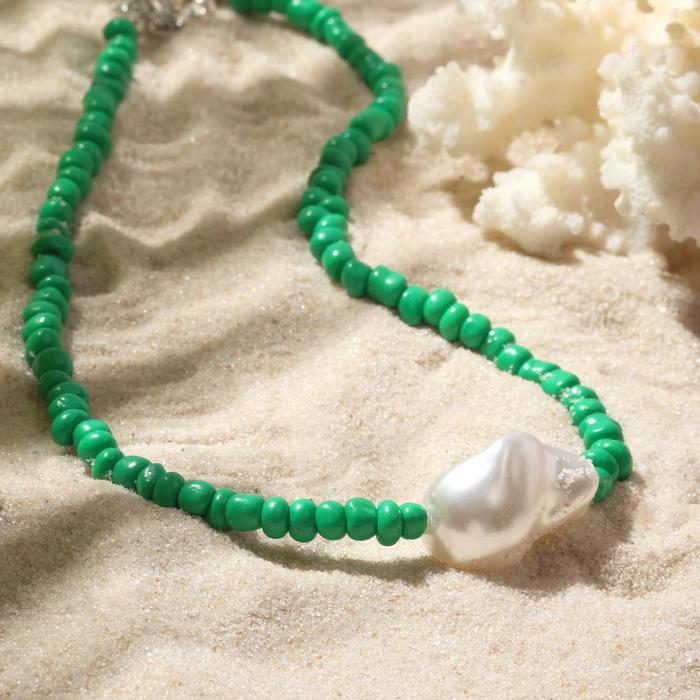 Колье "Бисер с жемчугом" тренд, цвет зелёно-белый, 34см
Колье "Бисер с жемчугом" тренд, цвет зелёно-белый, 34см