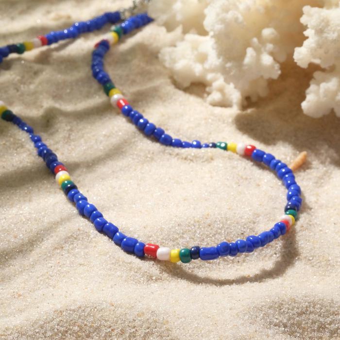 Колье "Бисер" разноцветные бусинки, цвет синий, 40см 
Колье "Бисер" разноцветные бусинки, цвет синий, 40см