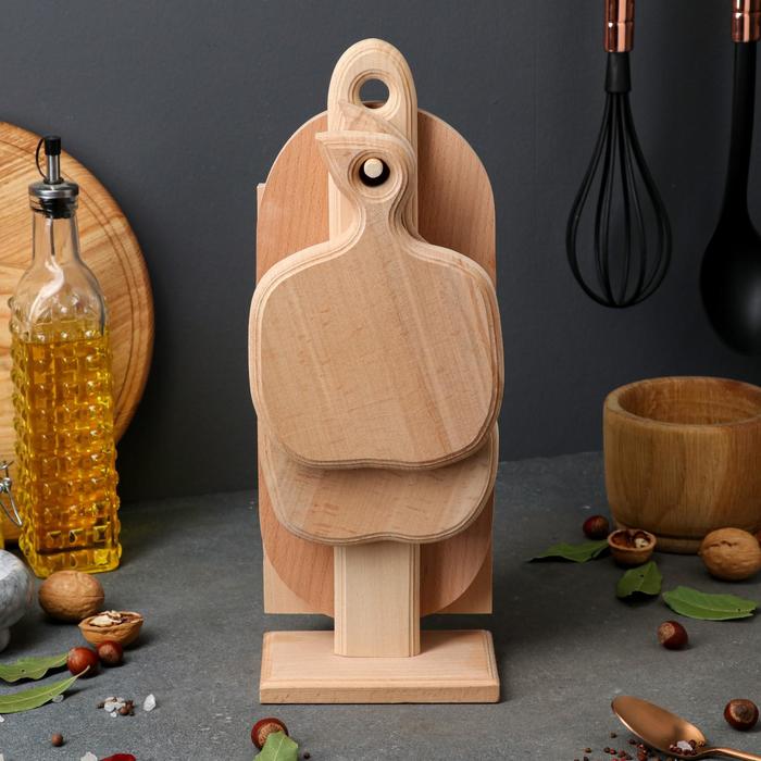 Набор разделочных досок на подставке, средний, 4 шт, массив бука
Набор разделочных досок на подставке, средний, 4 шт, массив бука