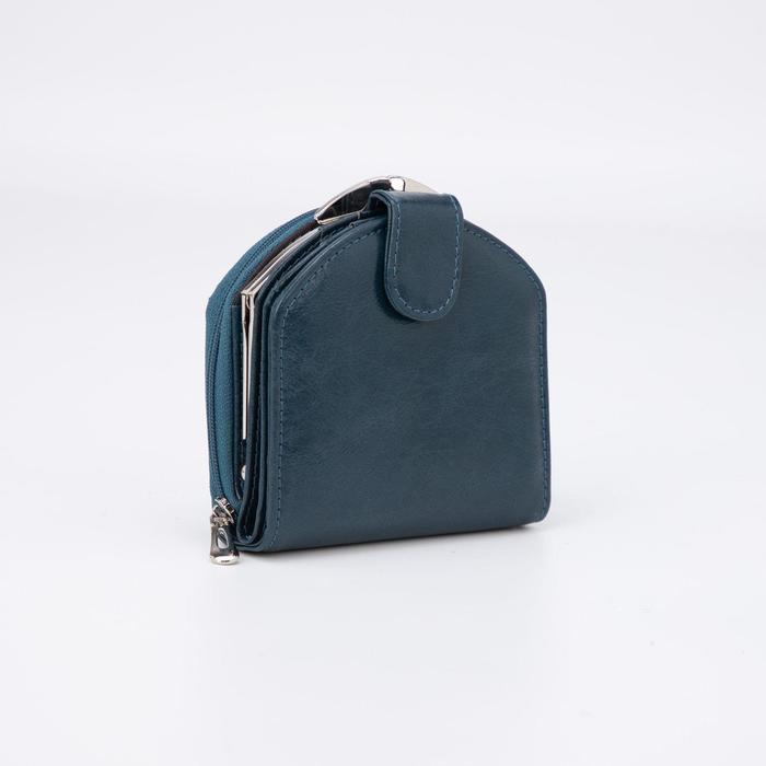 Кошелёк женский, 2 отдела на кнопке, цвет синий 
Кошелёк женский, 2 отдела на кнопке, цвет синий