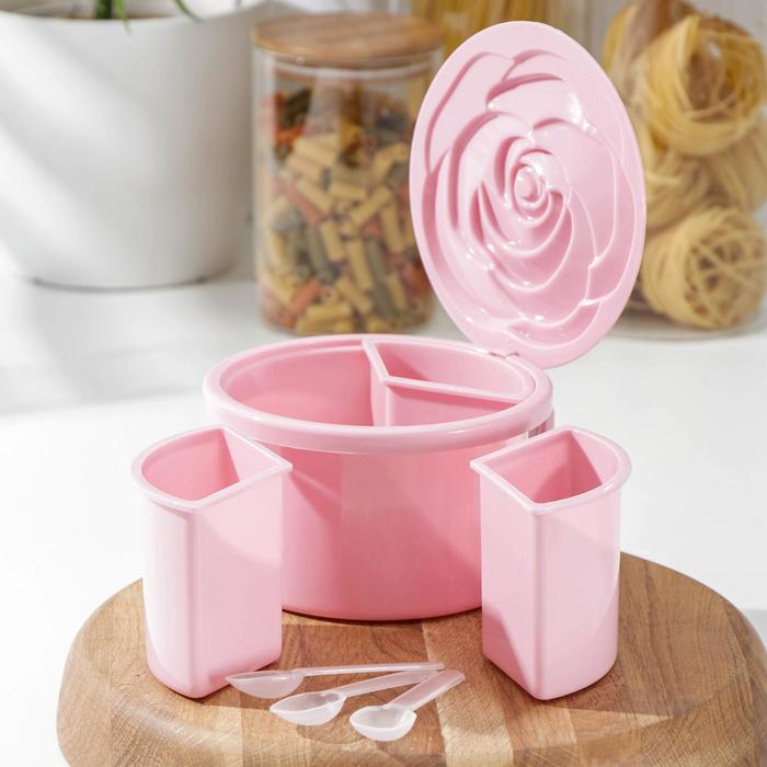 Банка пластиковая для сыпучих продуктов, 3 отсека с ложками, 14,5×9 см, цвет МИКС
Банка пластиковая для сыпучих продуктов, 3 отсека с ложками, 14,5×9 см, цвет МИКС