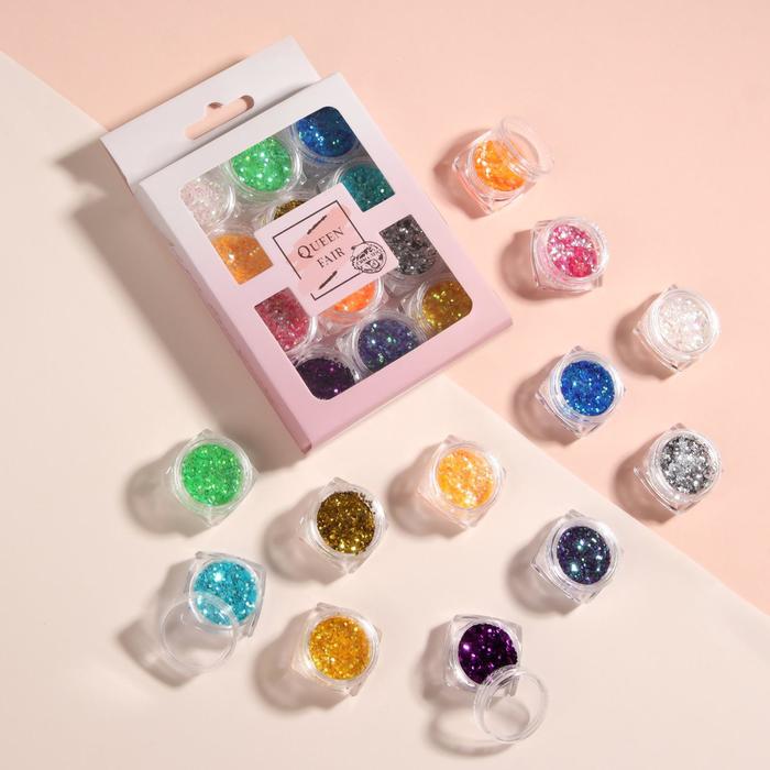 Блёстки для декора, в пластиковом органайзере, 12 баночек
Блёстки для декора, в пластиковом органайзере, 12 баночек