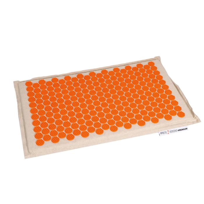 фото Массажный коврик акупунктурный премиум (лён-кокос) оранжевый