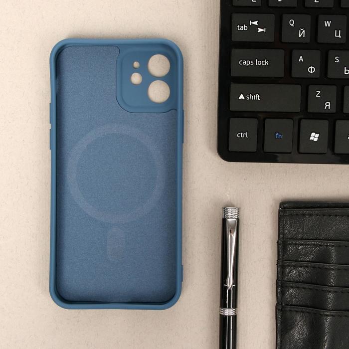 фото Чехол luazon для iphone 12, поддержка magsafe, силиконовый, темно-синий luazon home