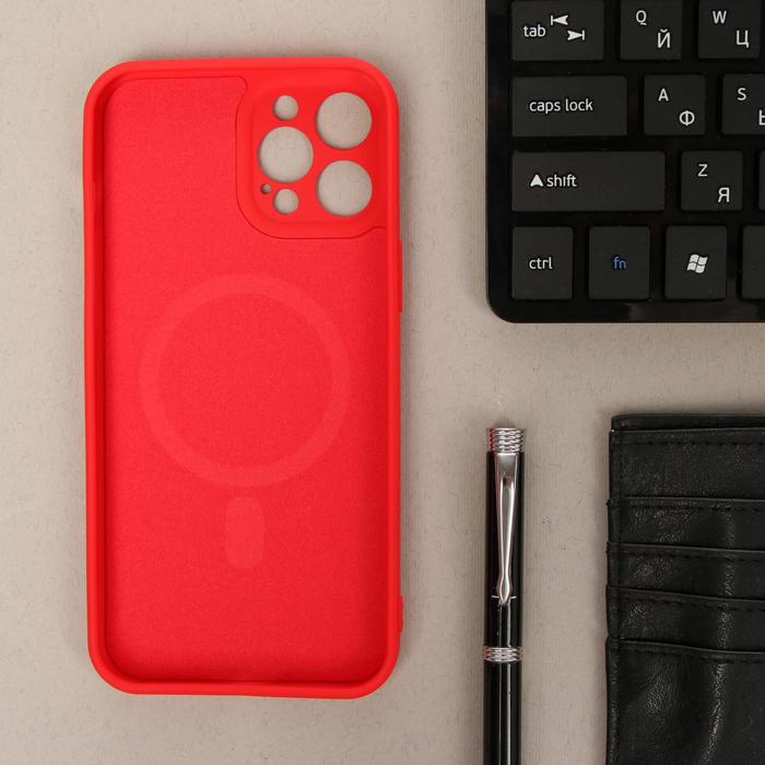 фото Чехол luazon для iphone 12 pro max, поддержка magsafe, силиконовый, красный luazon home