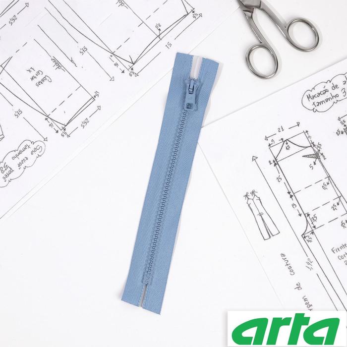 Молния «Трактор», Т10, неразъёмная, 18 см, цвет голубой №039 
Молния «Трактор», Т10, неразъёмная, 18 см, цвет голубой №039