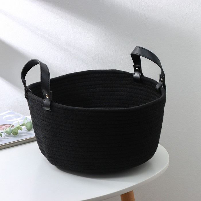 фото Корзина для хранения плетёная «луиза», 33×33×16 см, цвет чёрный