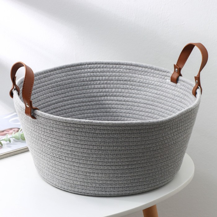 фото Корзина для хранения плетёная «луиза», 40×40×18 см, цвет бежево-серый