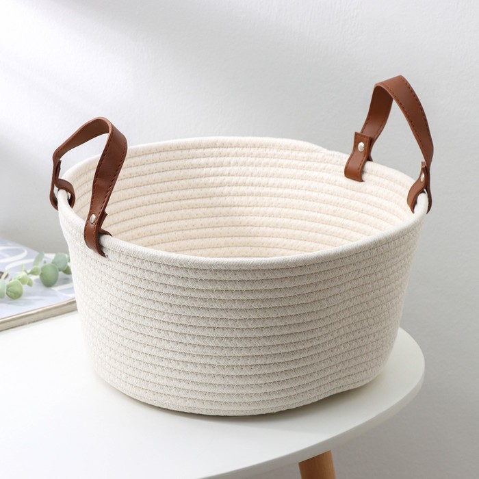 фото Корзина для хранения плетёная «луиза», 33×33×16 см, цвет белый