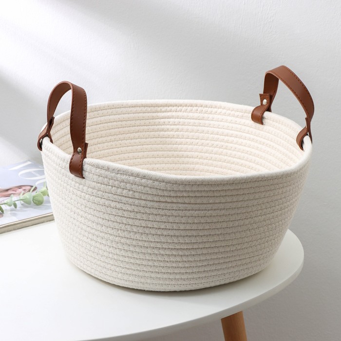 фото Корзина для хранения плетёная «луиза», 36×36×16 см, цвет белый