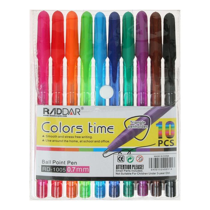 Набор ручек, шариковых 10 цветов, корпус треугольный, стержень 0.7 мм
Набор ручек, шариковых 10 цветов, корпус треугольный, стержень 0.7 мм