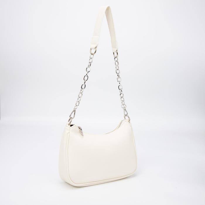 Сумка-багет, отдел на молнии, длинный ремень, цвет белый
Сумка-багет, отдел на молнии, длинный ремень, цвет белый