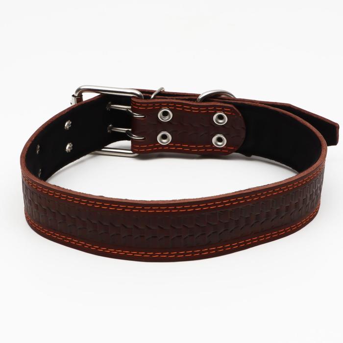 Ошейник кожаный с тиснением на синтепоне, 85 х 4.5 см, ОШ 50-70 см, коричневый
Ошейник кожаный с тиснением на синтепоне, 85 х 4.5 см, ОШ 50-70 см, коричневый