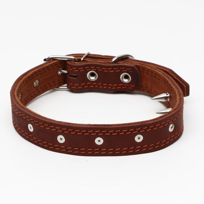 Ошейник кожаный "Строгий шип", 65 х 3 см, ОШ 40-55 см, коричневый
Ошейник кожаный "Строгий шип", 65 х 3 см, ОШ 40-55 см, коричневый