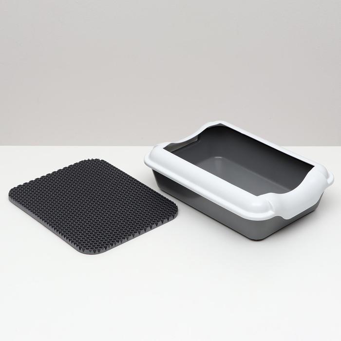 Набор: Лоток с бортом 40 х 11 см; коврик универсальный 34 х 27 см, серый 
Набор: Лоток с бортом 40 х 11 см; коврик универсальный 34 х 27 см, серый