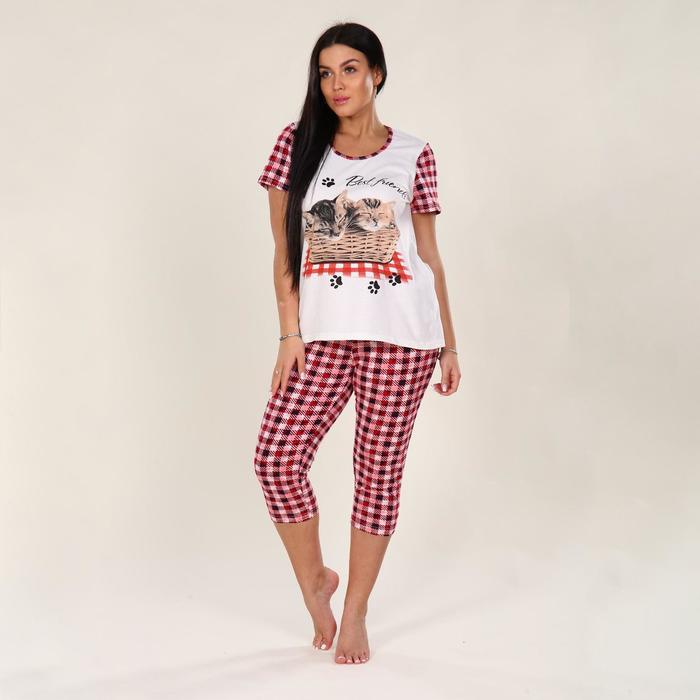 Комплект женский (футболка, бриджи) цвет красный/клетка, размер 58
Комплект женский (футболка, бриджи) цвет красный/клетка, размер 58