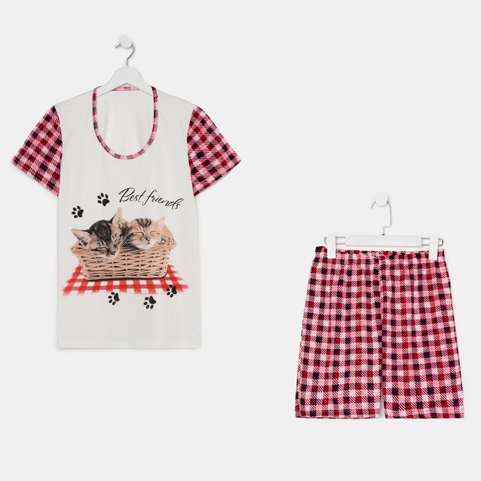 Комплект женский (футболка, шорты) цвет красный/клетка, размер 46
Комплект женский (футболка, шорты) цвет красный/клетка, размер 46