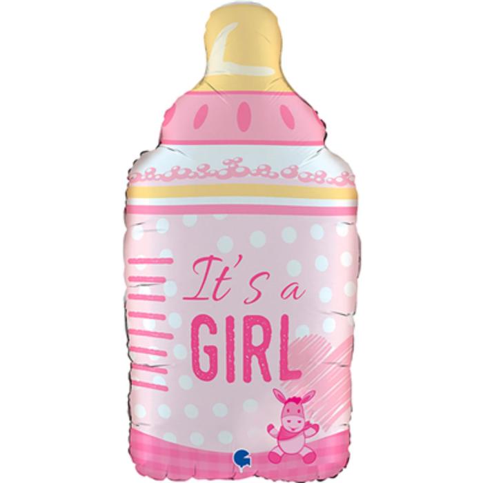 фото Шар фольгированный 29" фигура "iit’s a girl бутылка розовая" grabo