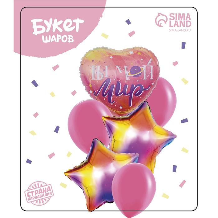 Букет шаров «Ты мой мир», фольга, латекс, набор 6 шт.
Букет шаров «Ты мой мир», фольга, латекс, набор 6 шт.