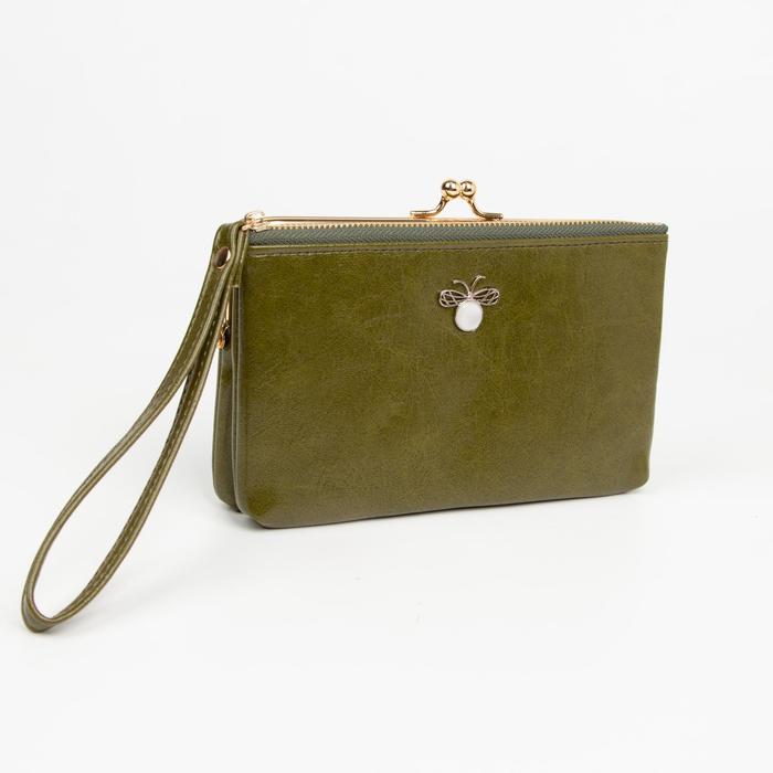 Кошелёк на молнии, с ручкой, цвет зелёный
Кошелёк на молнии, с ручкой, цвет зелёный