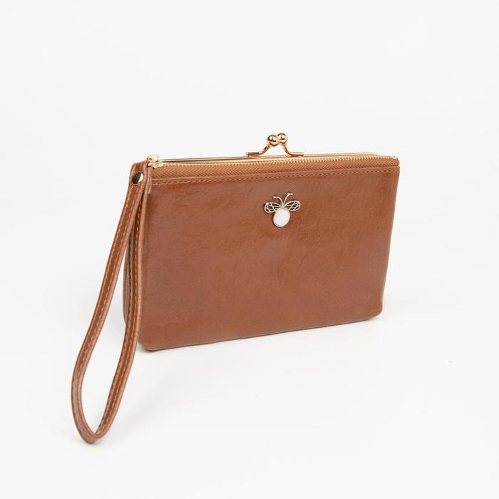 Кошелёк на молнии, с ручкой, цвет коричневый
Кошелёк на молнии, с ручкой, цвет коричневый
