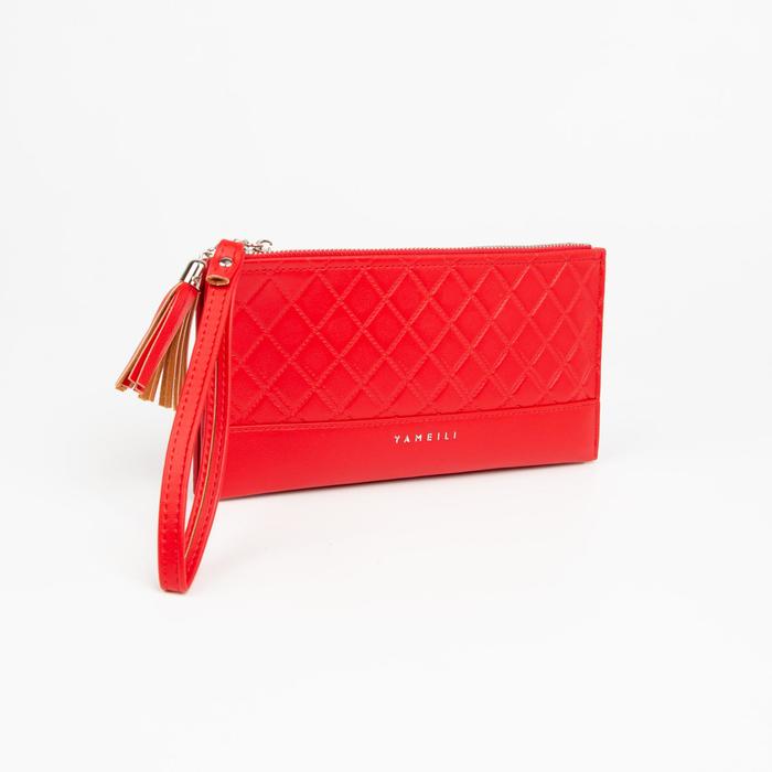 Кошелёк на кнопке, с ручкой, цвет красный
Кошелёк на кнопке, с ручкой, цвет красный