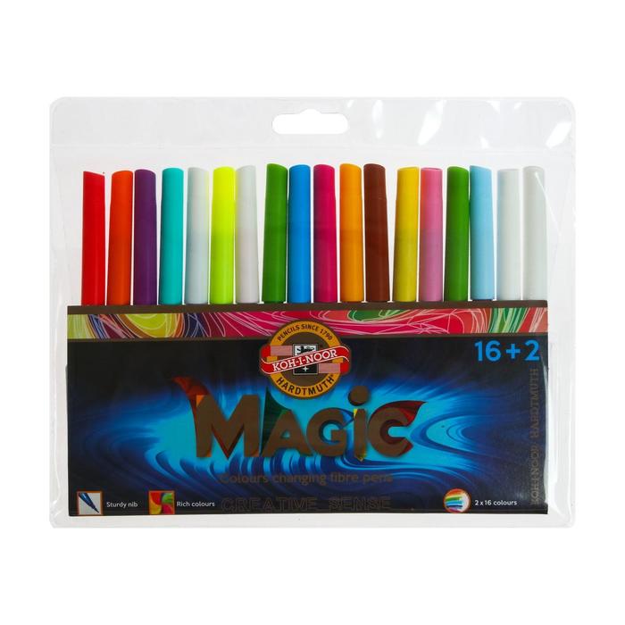 Фломастеры 16цв+2 Koh-I-Noor MAGIC, пластмассовая упаковка 
Фломастеры 16цв+2 Koh-I-Noor MAGIC, пластмассовая упаковка