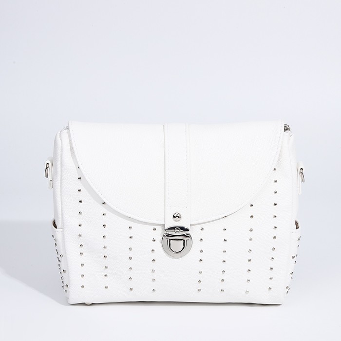 Сумка-мессенджер на клапане, наружный карман, 2 боковых кармана, цвет белый 
Сумка-мессенджер на клапане, наружный карман, 2 боковых кармана, цвет белый