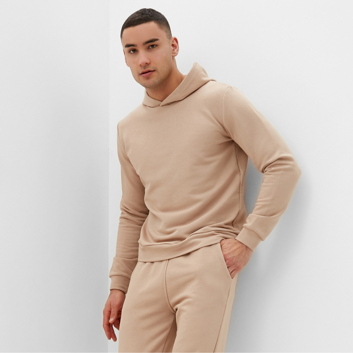 фото Спортивный костюм мужской (худи,брюки) minaku, цвет бежевый, размер 50
