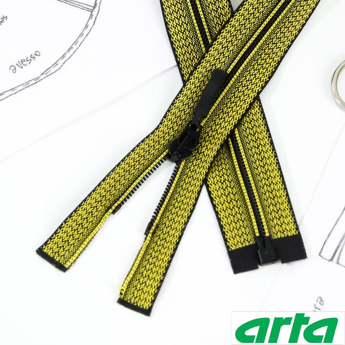 Молния «Спираль», Т6, разъёмная, 50 см, декоративная тесьма меланж, цвет жёлто-чёрный №D504M
Молния «Спираль», Т6, разъёмная, 50 см, декоративная тесьма меланж, цвет жёлто-чёрный №D504M