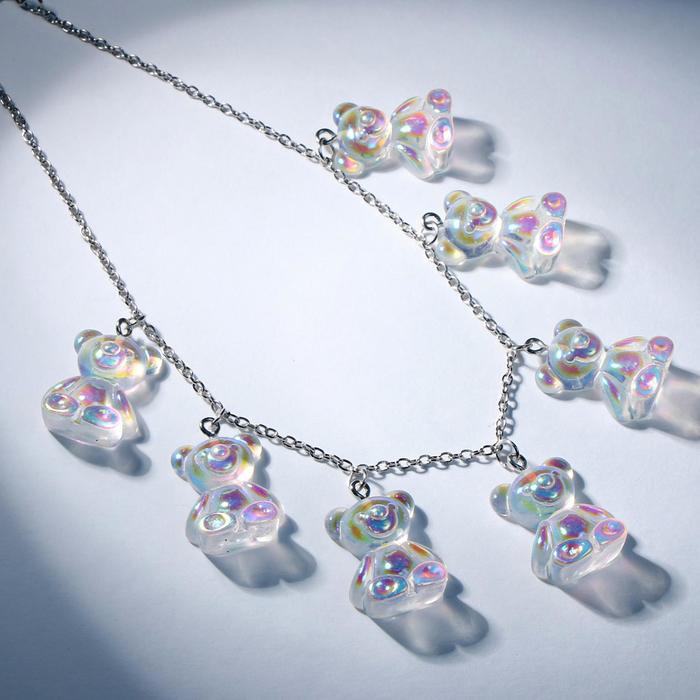 Колье "Мармеладные мишки" на тонкой цепочке, цвет радужно-белый в серебре, 35см
Колье "Мармеладные мишки" на тонкой цепочке, цвет радужно-белый в серебре, 35см