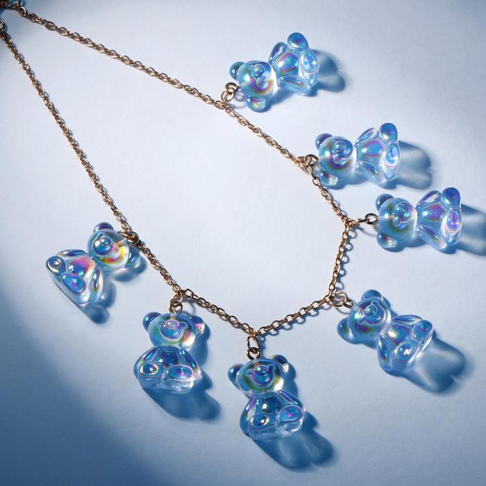 Колье "Мармеладные мишки" на тонкой цепочке, цвет радужно-голубой в золоте, 35см
Колье "Мармеладные мишки" на тонкой цепочке, цвет радужно-голубой в золоте, 35см