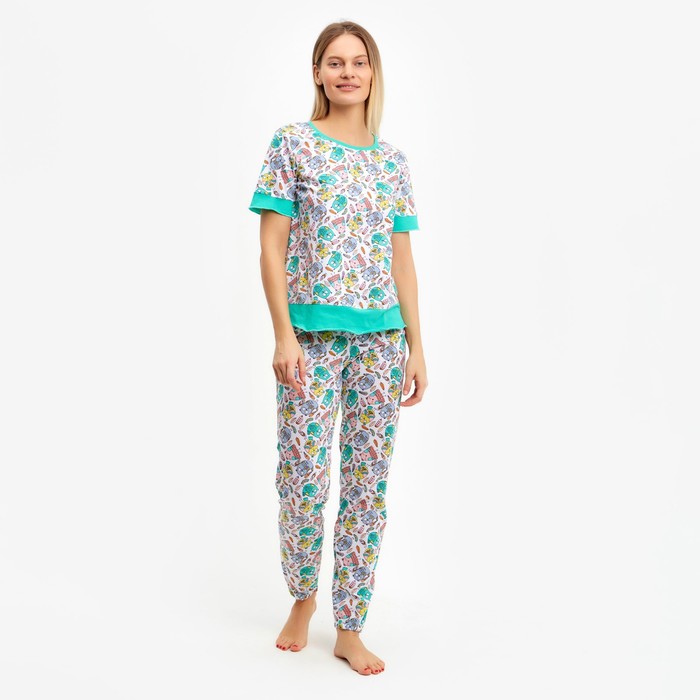 Комплект женский (футболка, брюки), цвет мятный/рисунок совы, размер 52
Комплект женский (футболка, брюки), цвет мятный/рисунок совы, размер 52