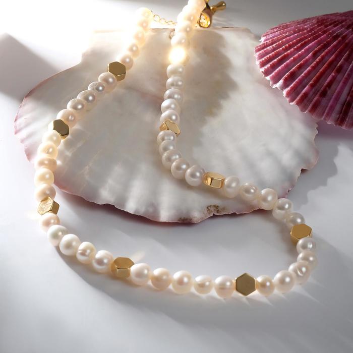 Бусы "Жемчуг речной" через многогранник, цвет белый в золоте, 41 см с удлинителем
Бусы "Жемчуг речной" через многогранник, цвет белый в золоте, 41 см с удлинителем